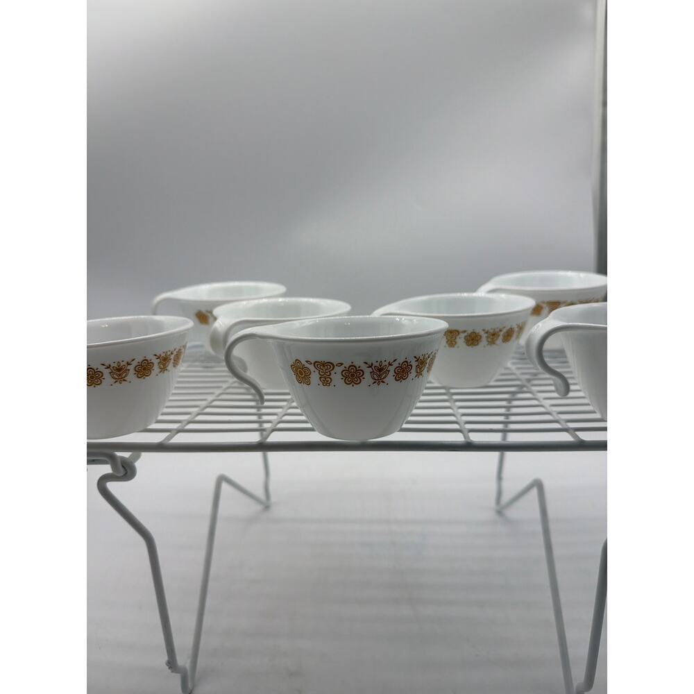 Corelle by Corning Vintage Butterfly Gold Hook Handle Coffee Tea Cups‎ Set of 7